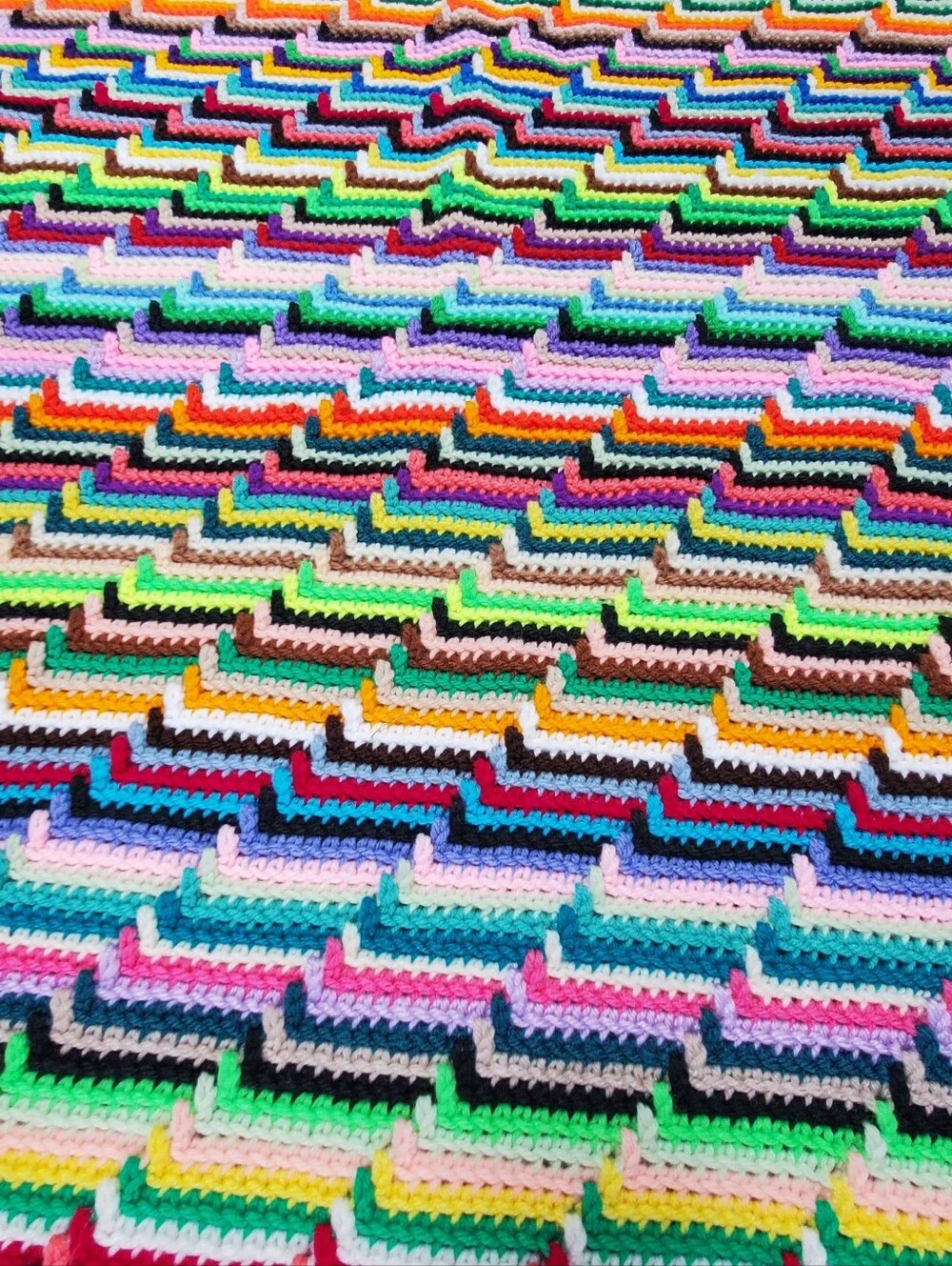 Vintage Rainbow Pride Crochet Knit Blanket 64 X 43 Inches